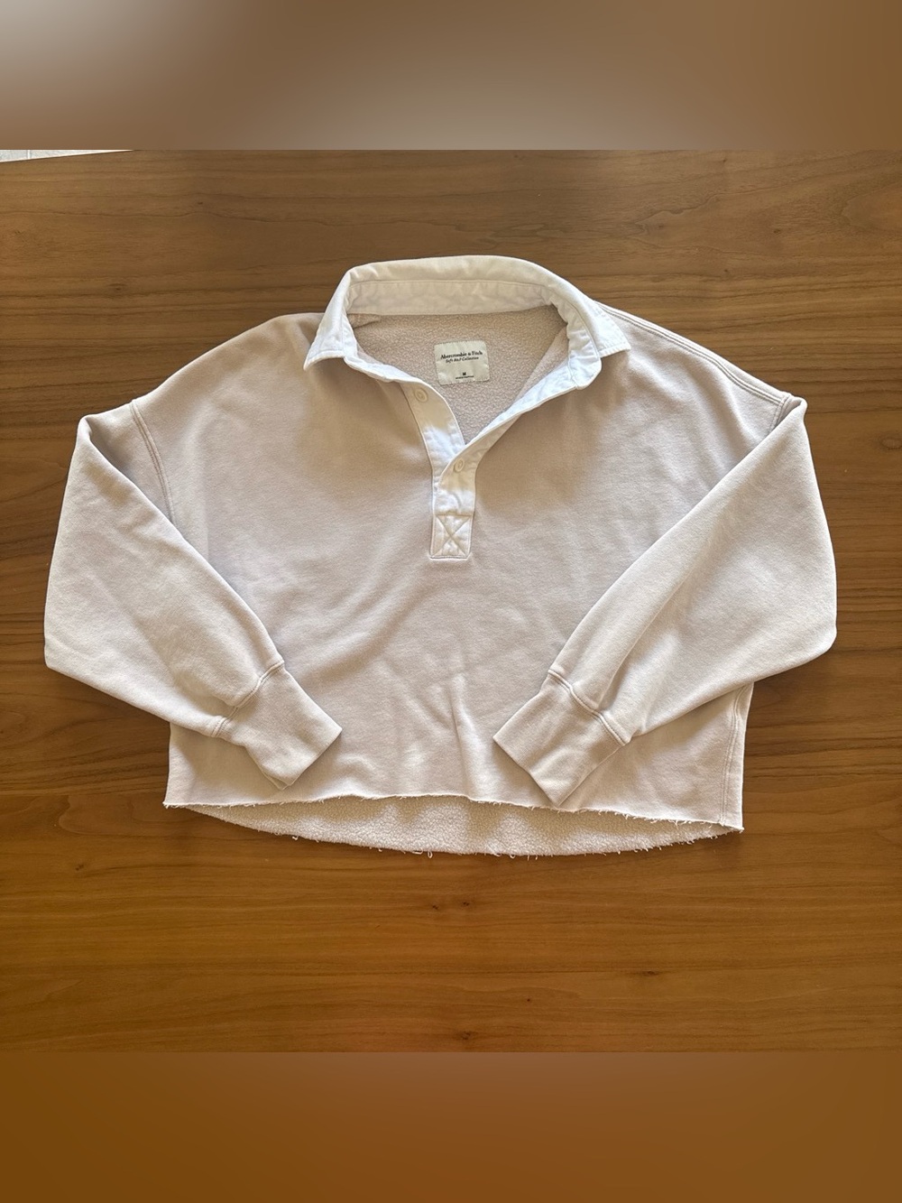Abercrombie & Fitch Long-Sleeve Cropped Polo Sweatshirt